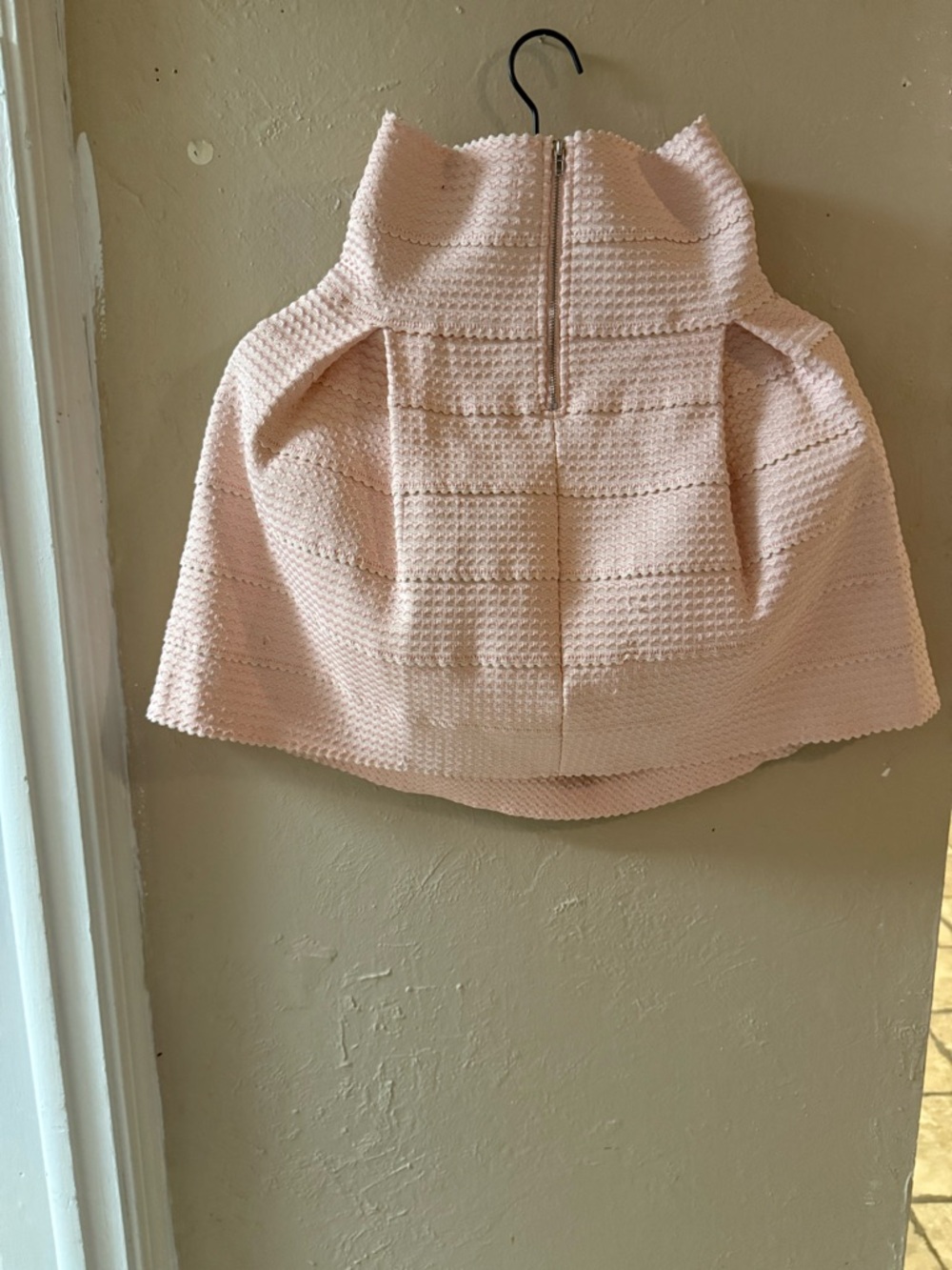 Pink Textured Mini Skirt
